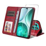 For Honor X8c ENKAY Card Wallet Calf Texture Leather Phone Case with Screen Film(Red)