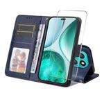 For Honor X8c ENKAY Card Wallet Calf Texture Leather Phone Case with Screen Film(Blue)