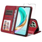 For Honor X6c 4G / X6b 4G ENKAY Card Wallet Calf Texture Leather Phone Case with Screen Film(Red)