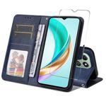 For Honor X6c 4G / X6b 4G ENKAY Card Wallet Calf Texture Leather Phone Case with Screen Film(Blue)