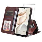 For Honor 400 Smart ENKAY Card Wallet Calf Texture Leather Phone Case with Screen Film(Brown)