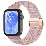 For Huawei Watch Fit 4 / Fit4 Pro / Fit3 Magnetic Buckle Loop Braid Watch Band(Pink)
