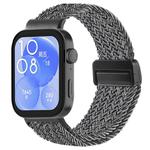 For Huawei Watch Fit 4 / Fit4 Pro / Fit3 Magnetic Buckle Loop Braid Watch Band(Black White Rhombus)