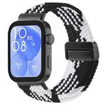 For Huawei Watch Fit 4 / Fit4 Pro / Fit3 Magnetic Buckle Loop Braid Watch Band(Black White)