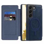 For Samsung Galaxy S22 5G Linton MagSafe Leather Phone Case(Blue)
