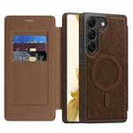 For Samsung Galaxy S22 5G Linton MagSafe Leather Phone Case(Coffee)