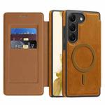 For Samsung Galaxy S22 5G Linton MagSafe Leather Phone Case(Brown)