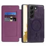 For Samsung Galaxy S22 5G Linton MagSafe Leather Phone Case(Purple)