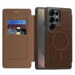 For Samsung Galaxy S22+ 5G Linton MagSafe Leather Phone Case(Coffee)