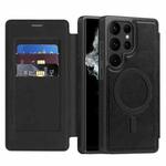 For Samsung Galaxy S22 Ultra 5G Linton MagSafe Leather Phone Case(Black)