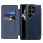 For Samsung Galaxy S22 Ultra 5G Linton MagSafe Leather Phone Case(Blue)