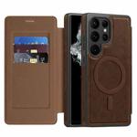 For Samsung Galaxy S22 Ultra 5G Linton MagSafe Leather Phone Case(Coffee)