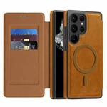 For Samsung Galaxy S22 Ultra 5G Linton MagSafe Leather Phone Case(Brown)