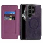 For Samsung Galaxy S22 Ultra 5G Linton MagSafe Leather Phone Case(Purple)