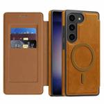 For Samsung Galaxy S23 5G Linton MagSafe Leather Phone Case(Brown)