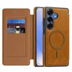 For Samsung Galaxy S25 5G Linton MagSafe Leather Phone Case(Brown)