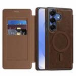 For Samsung Galaxy S25+ 5G Linton MagSafe Leather Phone Case(Coffee)