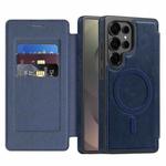 For Samsung Galaxy S25 Ultra 5G Linton MagSafe Leather Phone Case(Blue)