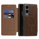 For Samsung Galaxy S25 Edge 5G Linton MagSafe Leather Phone Case(Coffee)