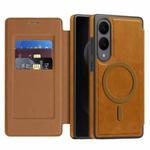For Samsung Galaxy S25 Edge 5G Linton MagSafe Leather Phone Case(Brown)