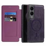 For Samsung Galaxy S25 Edge 5G Linton MagSafe Leather Phone Case(Purple)