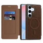 For Samsung Galaxy S24 FE 5G Linton MagSafe Leather Phone Case(Coffee)