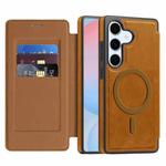 For Samsung Galaxy S24 FE 5G Linton MagSafe Leather Phone Case(Brown)