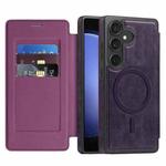 For Samsung Galaxy S23 FE 5G Linton MagSafe Leather Phone Case(Purple)