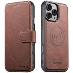 For iPhone 16 Pro Suteni Q05 2-in-1 Multi-function MagSafe Wallet Litchi Leather Phone Case(Brown)