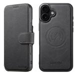 For iPhone 16 Suteni Q05 2-in-1 Multi-function MagSafe Wallet Litchi Leather Phone Case(Black)