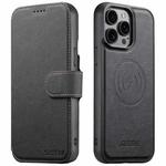 For iPhone 13 Pro Suteni Q05 2-in-1 Multi-function MagSafe Wallet Litchi Leather Phone Case(Black)
