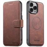 For iPhone 13 Pro Suteni Q05 2-in-1 Multi-function MagSafe Wallet Litchi Leather Phone Case(Brown)