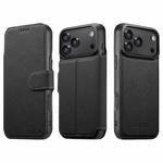 For iPhone 17 Pro Max Suteni Q05 2-in-1 Multi-function MagSafe Wallet Litchi Leather Phone Case(Black)