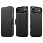 For iPhone 17 Air Suteni Q05 2-in-1 Multi-function MagSafe Wallet Litchi Leather Phone Case(Black)