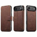 For iPhone 17 Air Suteni Q05 2-in-1 Multi-function MagSafe Wallet Litchi Leather Phone Case(Brown)