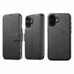 For iPhone 17 Suteni Q05 2-in-1 Multi-function MagSafe Wallet Litchi Leather Phone Case(Black)
