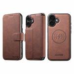 For iPhone 17 Suteni Q05 2-in-1 Multi-function MagSafe Wallet Litchi Leather Phone Case(Brown)