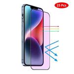 For iPhone 16 Pro JUNSUNMAY 25pcs Anti-Blue Light Silk Print HD Tempered Glass Film