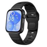 For Huawei Watch Fit 4 / Fit 4 Pro / Fit 3 Wave Reverse Buckle Silicone Watch Band(Black)