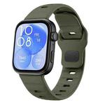 For Huawei Watch Fit 4 / Fit 4 Pro / Fit 3 Wave Reverse Buckle Silicone Watch Band(Army Green)
