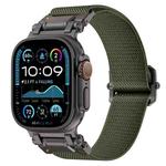 For Apple Watch 46mm / 49mm / 45mm / 44mm Explorer Polyester Nylon Watch Band(Black Green)