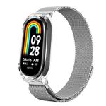 For Xiaomi Smart Band 9 / 8 Transparent PC Case Milanese Magnetic Metal Watch Band(Silver)