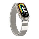 For Xiaomi Mi Band 7 Transparent PC Case Milanese Magnetic Metal Watch Band(Starlight)