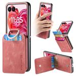 For Motorola Razr 60 Retro Leather Ring Wallet Phone Case(Pink)