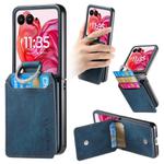 For Motorola Razr 60 Ultra Retro Leather Ring Wallet Phone Case(Blue)