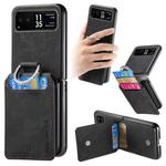 For Motorola Moto Razr 40 Retro Leather Ring Vertical Flip Wallet Phone Case(Black)
