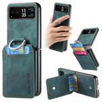 For Motorola Moto Razr 40 Retro Leather Ring Vertical Flip Wallet Phone Case(Green)