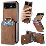 For Motorola Moto Razr 40 Retro Leather Ring Vertical Flip Wallet Phone Case(Brown)