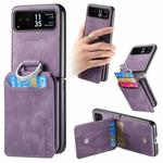 For Motorola Moto Razr 40 Retro Leather Ring Vertical Flip Wallet Phone Case(Purple)