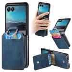 For Motorola Moto Razr 40 Ultra Retro Leather Ring Vertical Flip Wallet Phone Case(Blue)